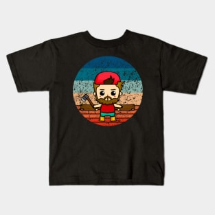 Lumberjack Kawaii Vintage Circle Kids T-Shirt